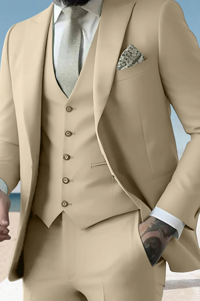 Load image into Gallery viewer, Sage 3 Piece Peak Lapel Single Breasted Men Prom Suits with Pockets