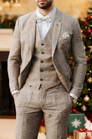 Load image into Gallery viewer, Khaki 3 Piece Single Breasted Notched Lapel Men Prom Suits