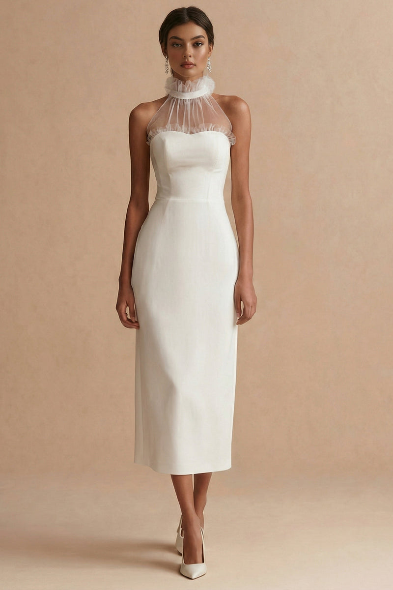 white maxi graduation dress white dress for women graduation Wedtrend Women White Graduation Dress with Slit Spaghetti Straps Chiffon Grad