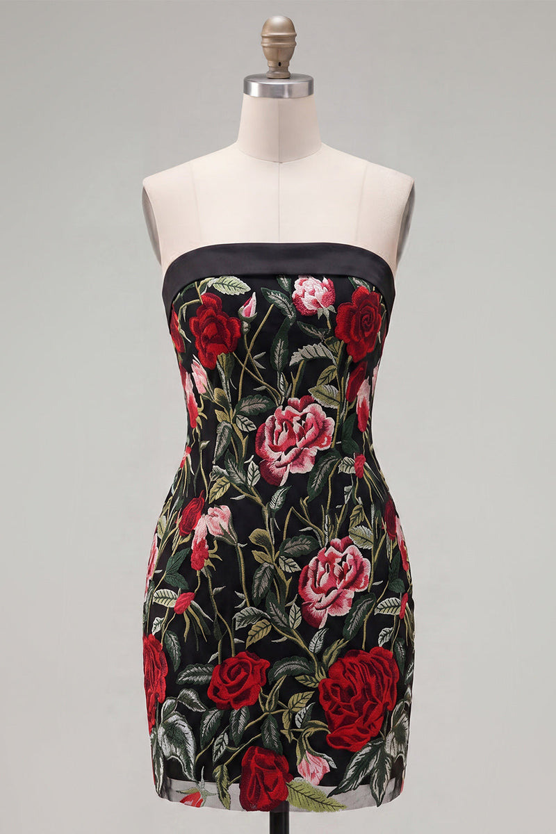 guess black dress red flowers Queendancer Women Flower Short Homecoming Strapless Tight Cocktail Dress – queendancer DZB11B85-BLACK-ONESIZE boohoo Women's Plus Floral to rotation Size:12