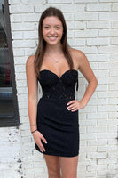 Load image into Gallery viewer, Sparkly Red Bodycon Corset Homecoming Dress with Sequins