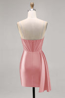 Load image into Gallery viewer, Sparkly Navy Satin Short Corset Homecoming Dress with Beading