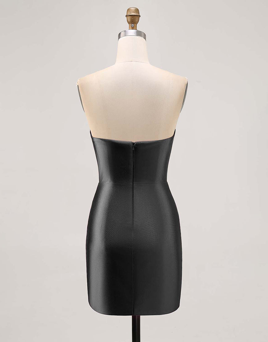 Load image into Gallery viewer, Sparkly Fuchsia Satin Strapless Tight Short Homecoming Dress with Rhinestones