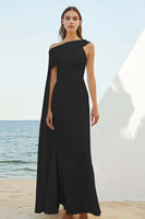 Load image into Gallery viewer, Chiffon Dusty Blue Asymmetrical Sheath Rehearsal Dinner Dress