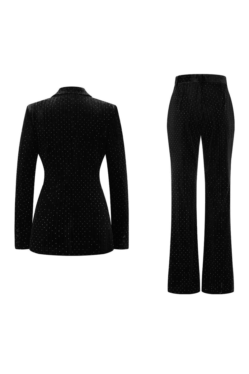 Load image into Gallery viewer, 2 Piece Sparkly Dark Green Single Breasted Peak Lapel Women Prom Suits