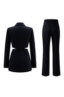 Load image into Gallery viewer, 2 Piece Grey Blue Cut Out Notched Lapel Women Prom Suits