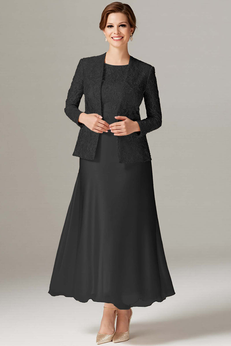 Load image into Gallery viewer, Floral Champagne Satin Mother of the Bride Dress with Sparkly Jacket