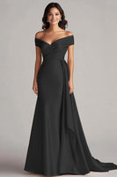 Load image into Gallery viewer, Peacock Mermaid Satin Off the Shoulder Long Formal Dress