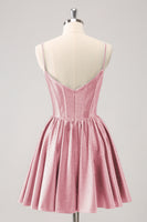 Load image into Gallery viewer, Dark Green A-Line Spaghetti Straps Homecoming Dress