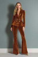 Load image into Gallery viewer, Royal Blue Velvet 2 Piece Peak Lapel Women Prom Suits with Sleeves