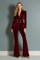 Load image into Gallery viewer, Royal Blue Velvet 2 Piece Peak Lapel Women Prom Suits with Sleeves