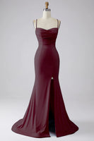 Load image into Gallery viewer, Light Blue Sparkly Mermaid Prom Dress with Slit