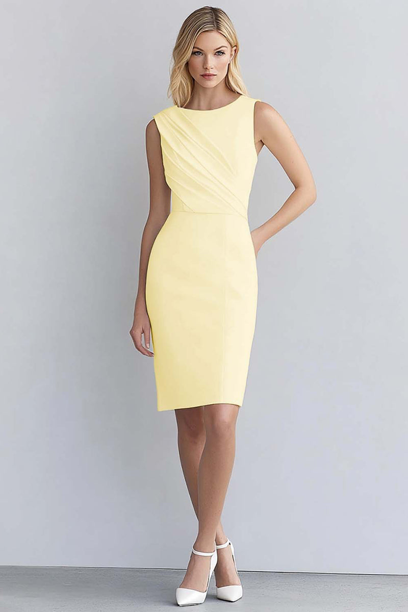 Load image into Gallery viewer, Ivory Bodycon Sleeveless Ruched Short Work Dress