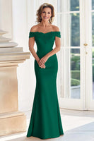 Load image into Gallery viewer, Elegant Champagne Mermaid Off The Shoulder Mother of the Bride Dress with Lace