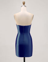 Load image into Gallery viewer, Red Satin Strapless Tight Short Homecoming Dress with Rhinestones