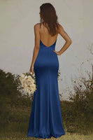 Load image into Gallery viewer, Light Yellow Sheath Halter Long Satin Bridesmaid Dress