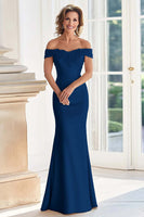Load image into Gallery viewer, Elegant Champagne Mermaid Off The Shoulder Mother of the Bride Dress with Lace