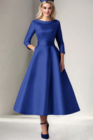 Load image into Gallery viewer, Champagne Satin Tea Length A Line Mother of the Bride Dress
