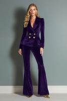 Load image into Gallery viewer, Royal Blue Velvet 2 Piece Peak Lapel Women Prom Suits with Sleeves