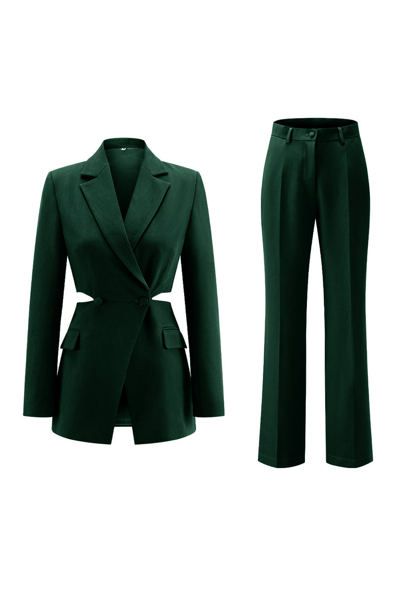 Load image into Gallery viewer, 2 Piece Grey Blue Cut Out Notched Lapel Women Prom Suits