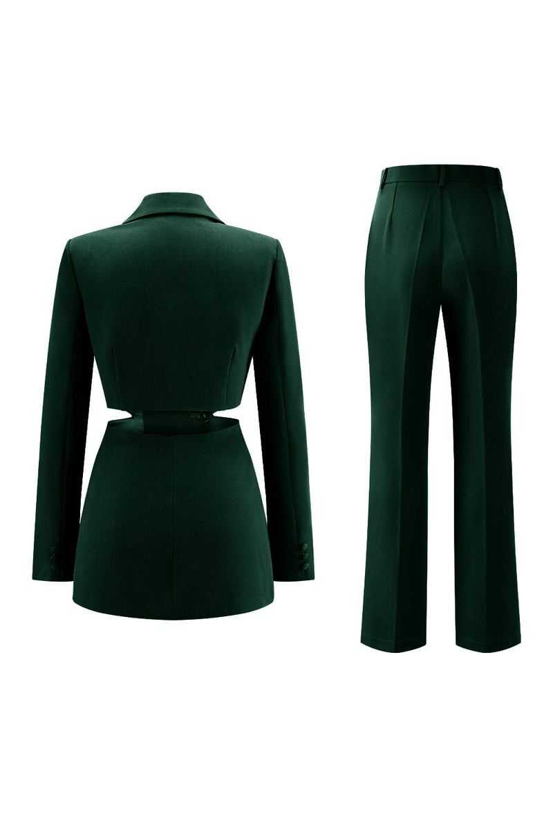 Load image into Gallery viewer, 2 Piece Grey Blue Cut Out Notched Lapel Women Prom Suits