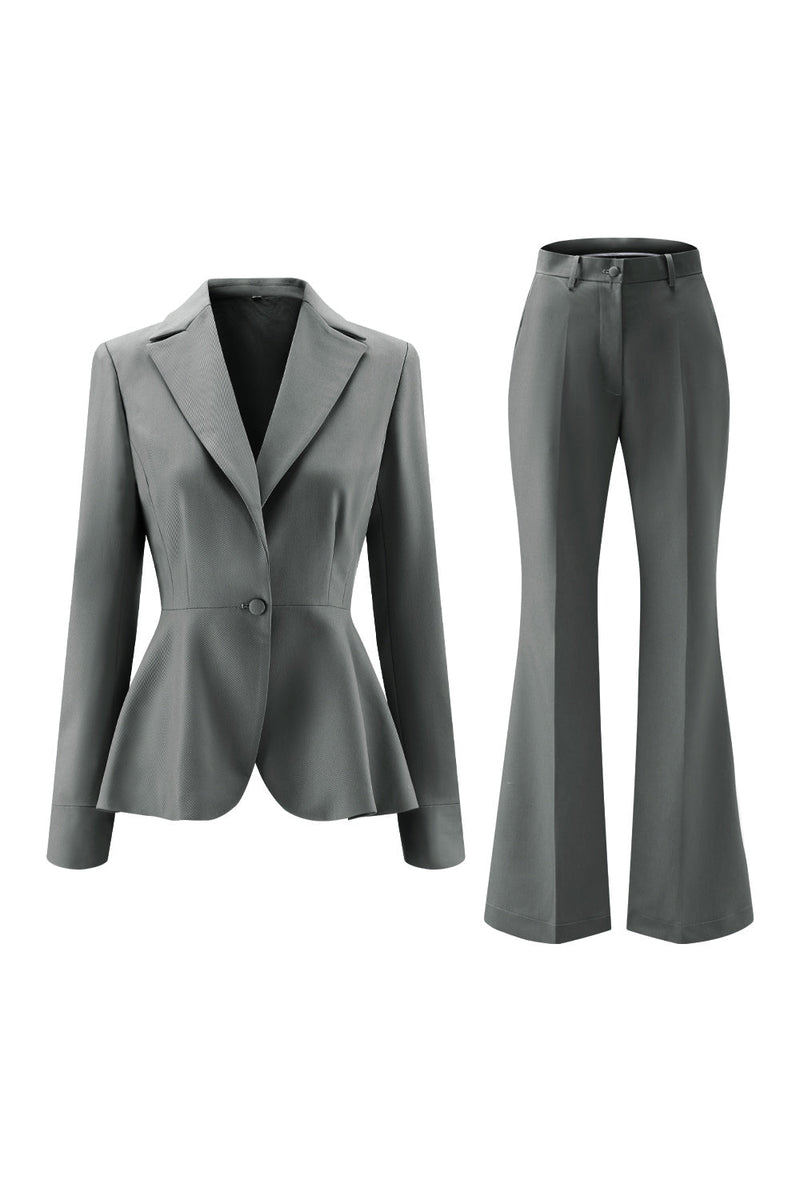 Load image into Gallery viewer, 2 Piece Grey Green One Button Notched Lapel Women Prom Suits