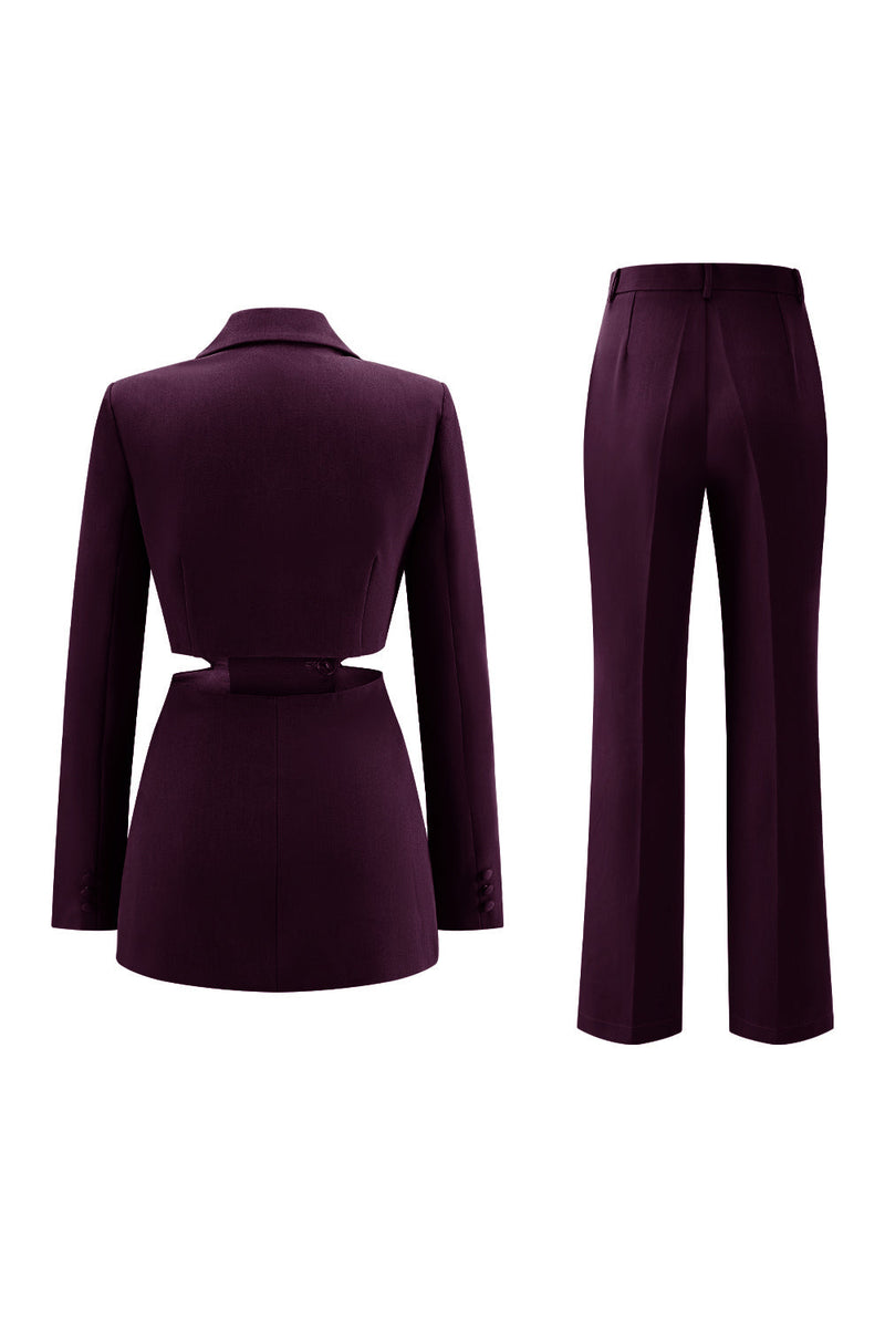 Load image into Gallery viewer, 2 Piece Grey Blue Cut Out Notched Lapel Women Prom Suits