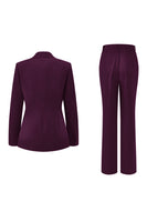 Load image into Gallery viewer, 2 Piece Dark Fuchsia Satin Notched Lapel Women Prom Suits
