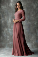 Load image into Gallery viewer, Dark Green Floral Pleated Mother of the Bride Dress with Lace