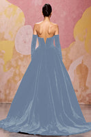 Load image into Gallery viewer, Dark Red Sweetheart A Line Velvet Long Holiday Party Dress