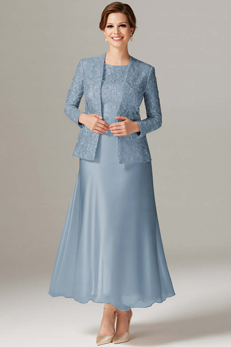 Load image into Gallery viewer, Floral Champagne Satin Mother of the Bride Dress with Sparkly Jacket