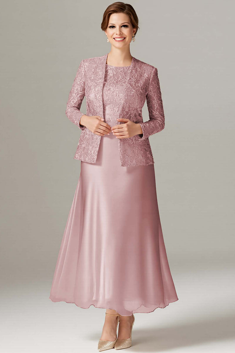 Load image into Gallery viewer, Plus Size Dusty Rose Satin Mother of the Bride Dress with Jacket