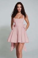 Load image into Gallery viewer, Ivory A Line Square Neck Short Homecoming Dress with Bow