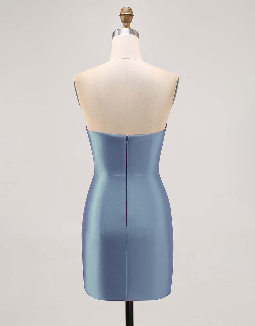 Load image into Gallery viewer, Sparkly Fuchsia Satin Strapless Tight Short Homecoming Dress with Rhinestones