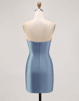 Load image into Gallery viewer, Red Satin Strapless Tight Short Homecoming Dress with Rhinestones