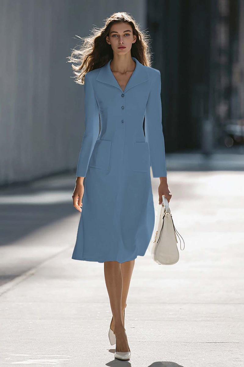 Load image into Gallery viewer, Ivory A Line Single Breasted Midi Blazer Dress with Sleeves