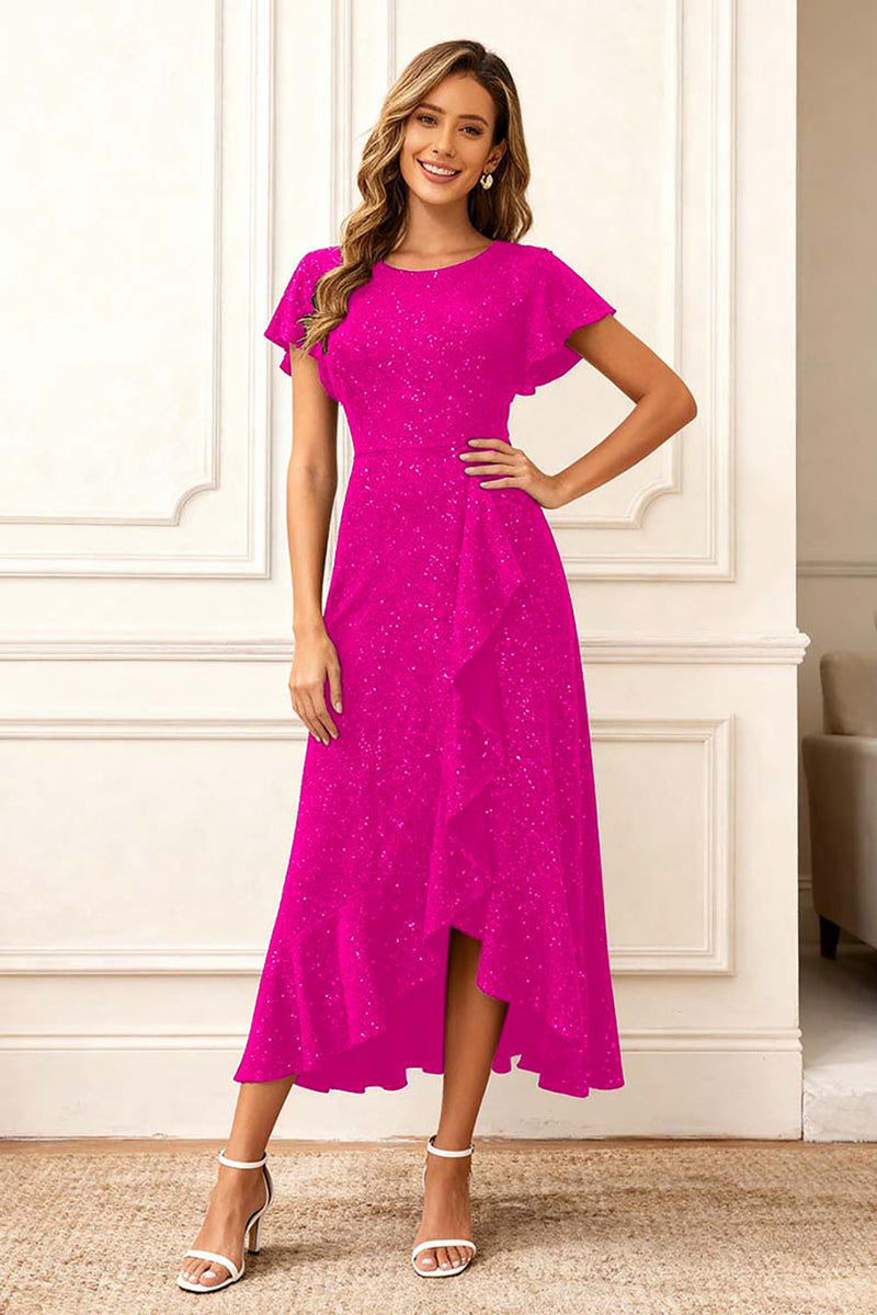 Load image into Gallery viewer, Glitter Black Round Neck A Line Long Holiday Party Dress with Sleeves