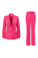 Load image into Gallery viewer, 2 Piece Dark Fuchsia Satin Notched Lapel Women Prom Suits