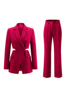 Load image into Gallery viewer, 2 Piece Grey Blue Cut Out Notched Lapel Women Prom Suits