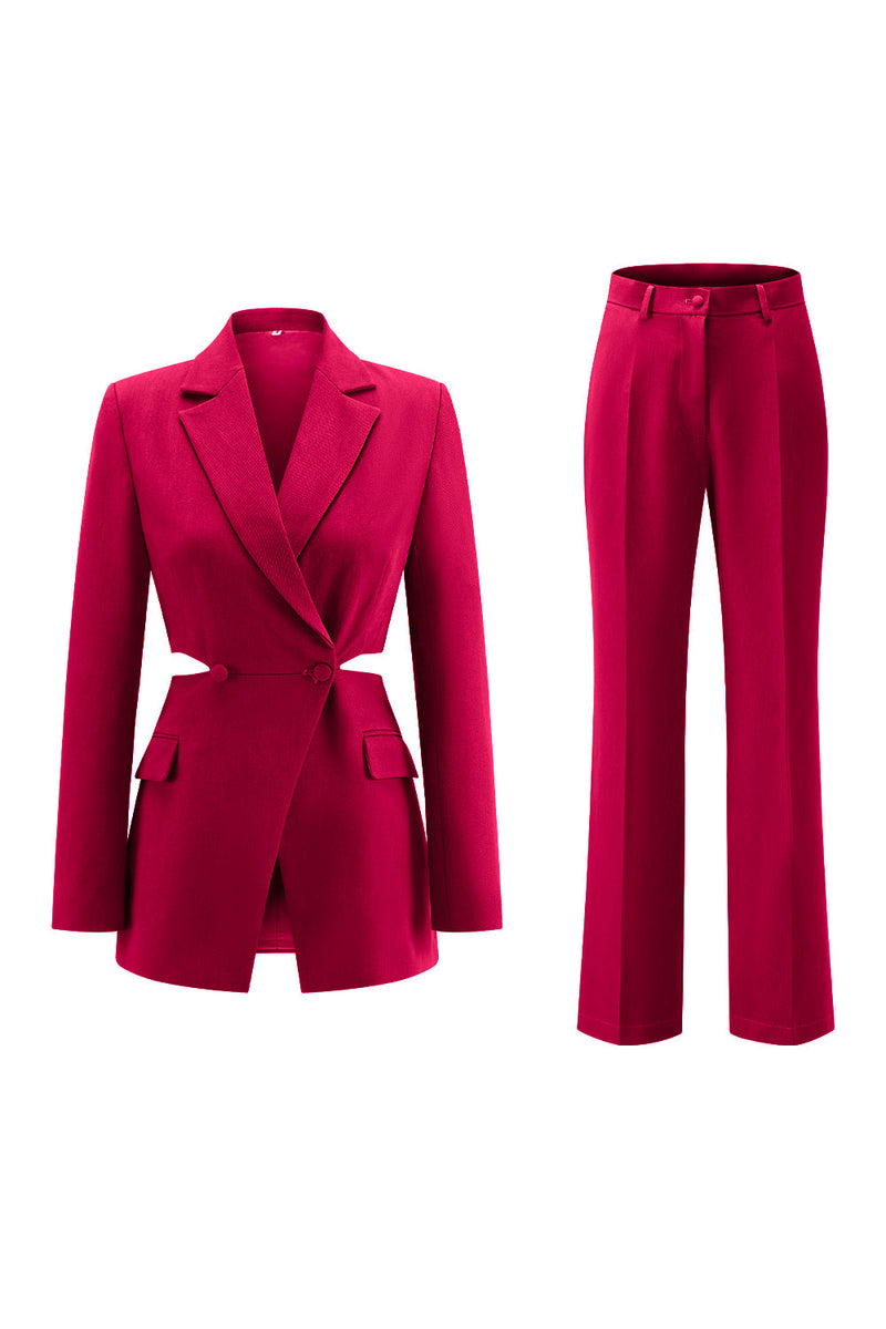 Load image into Gallery viewer, 2 Piece Grey Blue Cut Out Notched Lapel Women Prom Suits