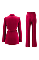 Load image into Gallery viewer, 2 Piece Grey Blue Cut Out Notched Lapel Women Prom Suits