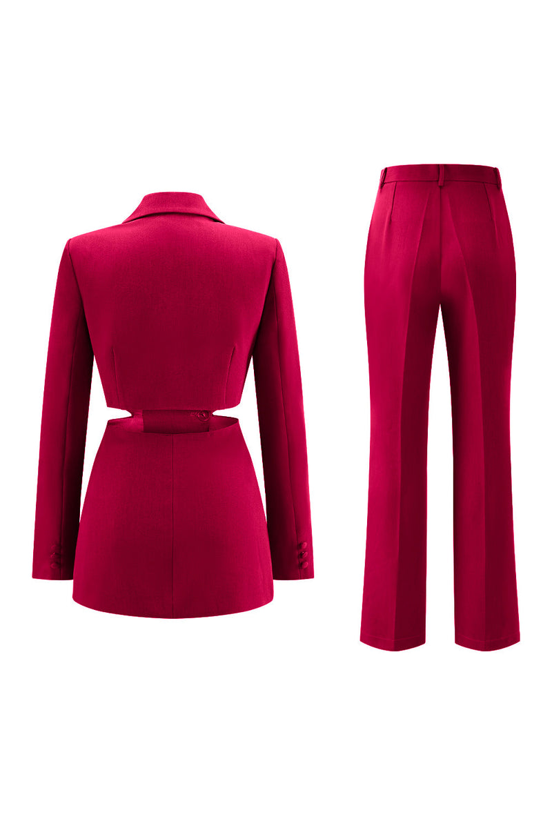 Load image into Gallery viewer, 2 Piece Grey Blue Cut Out Notched Lapel Women Prom Suits