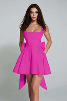 Load image into Gallery viewer, Ivory A Line Square Neck Short Homecoming Dress with Bow