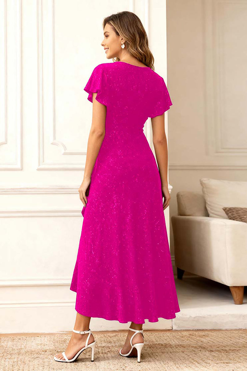 Load image into Gallery viewer, Glitter Black Round Neck A Line Long Holiday Party Dress with Sleeves