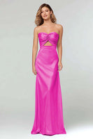 Load image into Gallery viewer, Black  Sheath Satin Sweetheart Cut Out Long Formal Dress