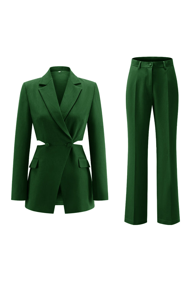 Load image into Gallery viewer, 2 Piece Grey Blue Cut Out Notched Lapel Women Prom Suits