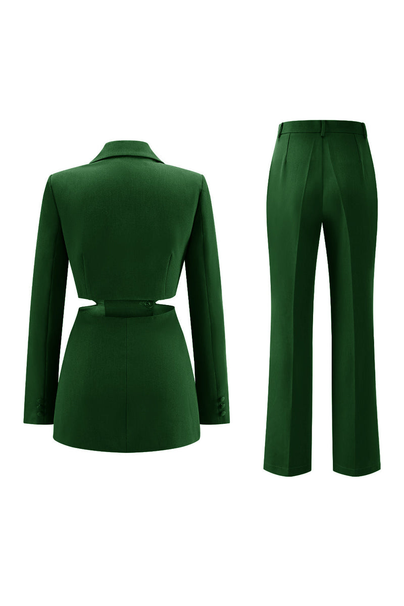 Load image into Gallery viewer, 2 Piece Grey Blue Cut Out Notched Lapel Women Prom Suits