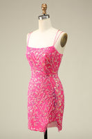 Load image into Gallery viewer, Elegant Fuchsia Spaghetti Straps Bodycon Homecoming Dress with Tassel
