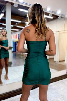 Dark Green One Shoulder Bodycon Homecoming Dress