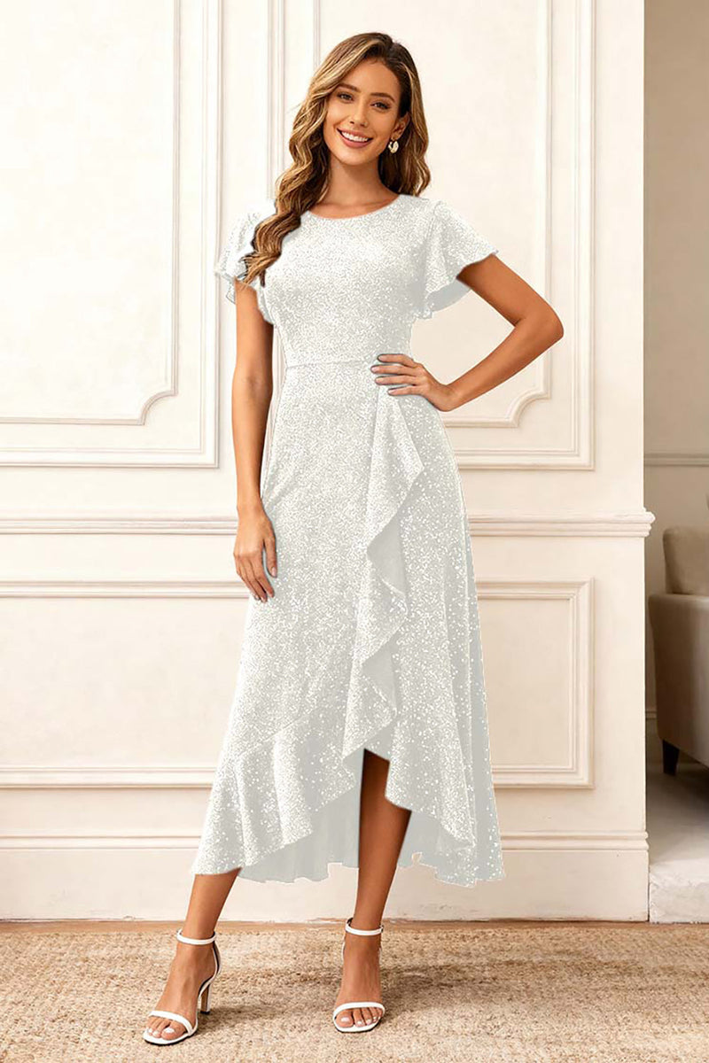 Load image into Gallery viewer, Glitter Black Round Neck A Line Long Holiday Party Dress with Sleeves